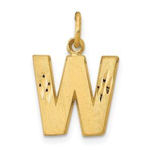 14k Yellow Gold, Julia Collection, Small Satin Block Initial W Pendant